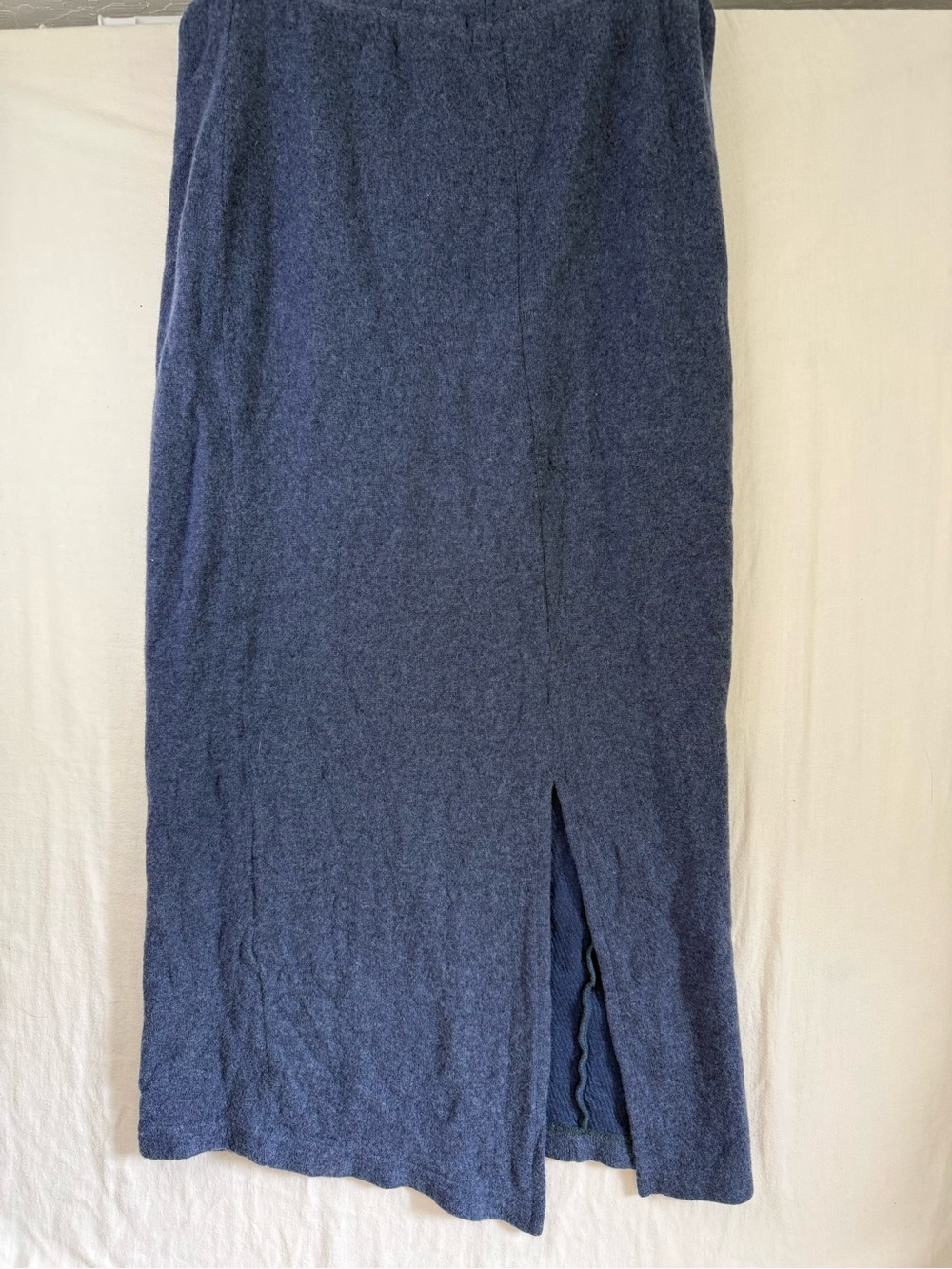 Imagio VTG Women’s Navy Knit Midi Skirt with Front Slit Lambswool cotton Size M
